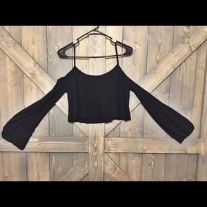 Open Shoulder Belle Sleeve Crop Top! ✨